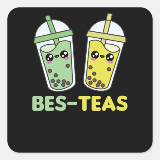 Best-Teas - Bubble Tea Kawaii Boba Tea Love Vierkante Sticker (Voorkant)