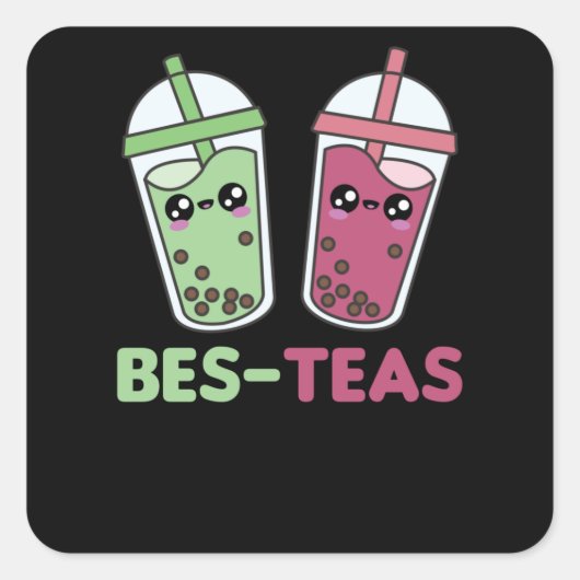 Best-Teas - Bubble Tea Kawaii Boba Tea Love Vierkante Sticker (Voorkant)