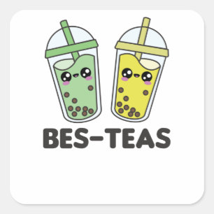 Best-Teas - Bubble Tea Kawaii Boba Tea Love Vierkante Sticker