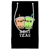 Best Teas Funny Besties Boba Tea Pun Dark BG Klein Cadeauzakje (Voorkant)