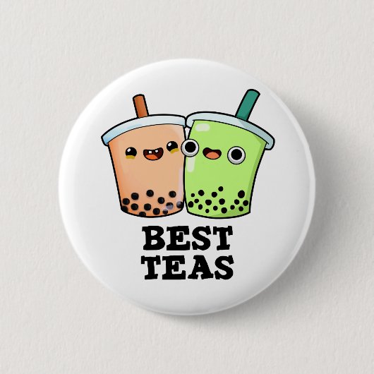 Best Teas Funny Besties Boba Tea PUn Ronde Button 5,7 Cm (Voorkant)