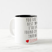 Best Thing I Found Online – Custom Name Mug Tweekleurige Koffiemok (Voorkant links)
