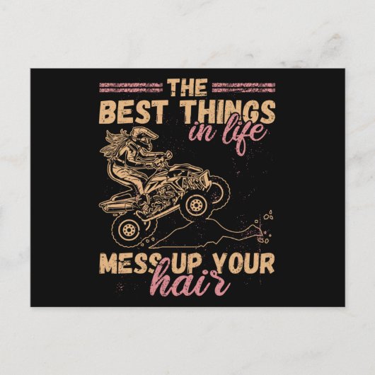 Best Things In Life Mess Up Hair ATV Quad Biker Briefkaart (Voorkant)