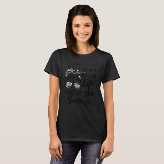 Best Things In Life Mess Up Your Hair UTV SXS T-shirt (Voorkant volledig)