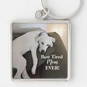 Best Tired mam Cute White Puppy Dog Sleutelhanger