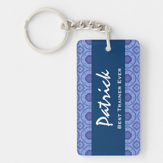 Best Trainer Ever Custom Name Blue Pattern Gift Sleutelhanger (Voorkant)
