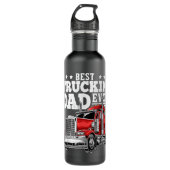 Best Truckin Dad Ever Big Rig Trucker Father's Day Waterfles (Voorkant)