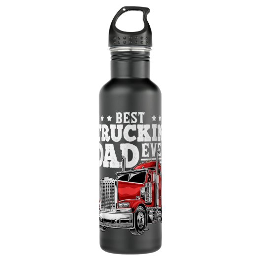 Best Truckin Dad Ever Big Rig Trucker Father's Day Waterfles (Voorkant)