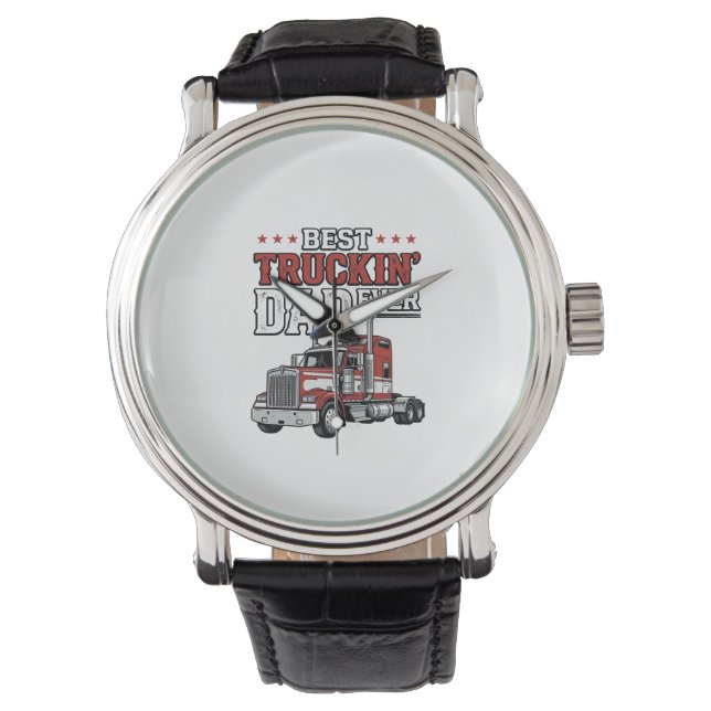 Best Truckin Dad Ever Vintage Truck Shirt Design_1 Horloge (Voorkant)