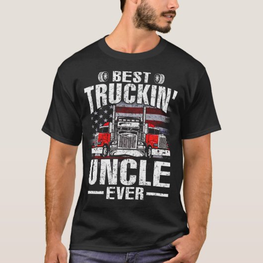 Best Truckin' UNCLE Ever USA Flag T-Shirt Vader's (Voorkant)