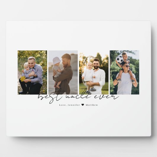 Best Uncle Ever Modern Script 4 Photos Collage Fotoplaat (Voorkant)