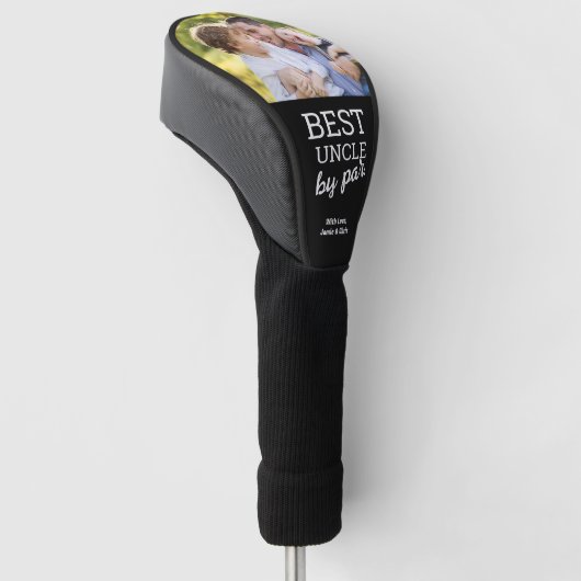 Best Uncle van Par Custom Photo Vaderdag black Golfheadcover (Schuin)