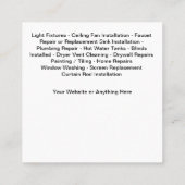 Best Unique Handyman Business Cards Design Vierkante Visitekaartje (Achterkant)