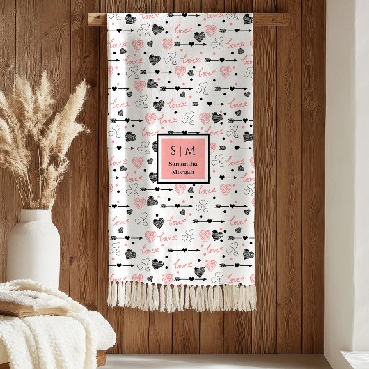 Best Valentine’s Gift Personalized Heart Sketch  Fleece Deken