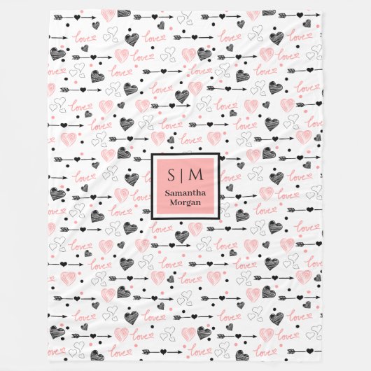 Best Valentine’s Gift Personalized Heart Sketch  Fleece Deken (Voorkant)