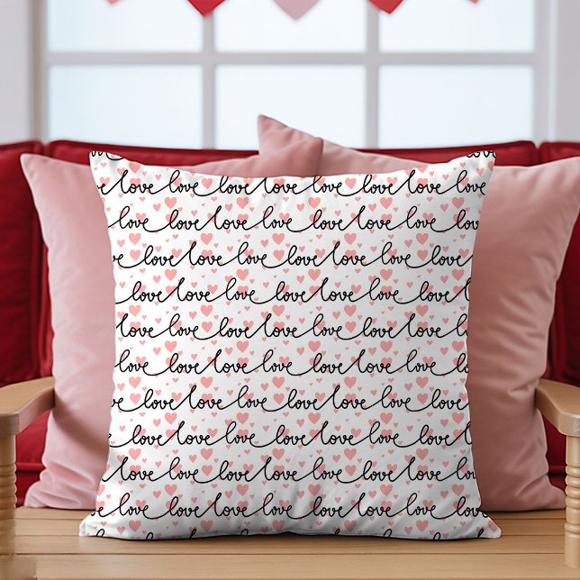 Best Valentine’s Gift Pink Black Hearts Love Text Kussen (Best Valentine’s Gift Pink Black Hearts Love Text Throw Pillow)