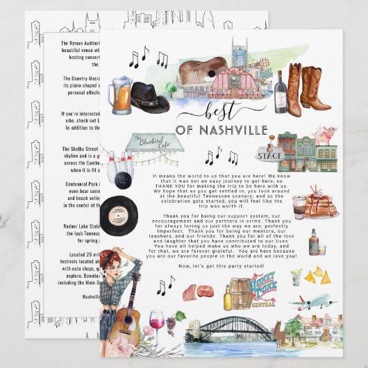 Best van Nashville | Welkomstbrief bruiloft  Kaart (Voorkant / Achterkant)