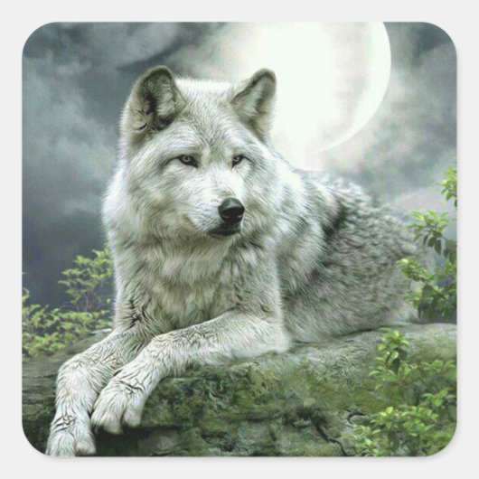 Best verkopend Imaginative Wolf Art Illustration P Vierkante Sticker (Voorkant)