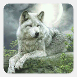 Best verkopend Imaginative Wolf Art Illustration P Vierkante Sticker