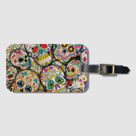 Best verkopende suikerschedel bagagelabel (Voorkant (horizontaal))