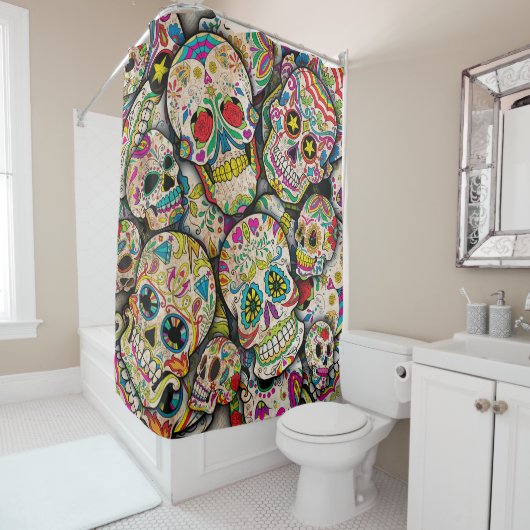 Best verkopende suikerschedel douchegordijn (In situ)