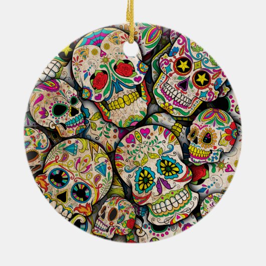 Best verkopende suikerschedel keramisch ornament (Achterkant)