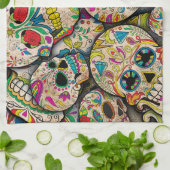 Best verkopende suikerschedel theedoek (Gevouwen)