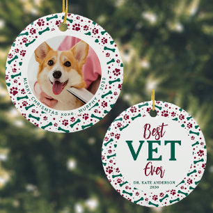 Best VET Ever Paw Prins Dog Pet Photo Veterinary Keramisch Ornament
