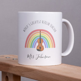 Best Violin Teacher Rainbow Music Thank you Gift Koffiemok