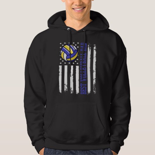Best Volleyball Dad Volleyball Daddy US Flag Hoodie (Voorkant)