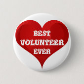 Best Volunteer Ever Red Heart Button (Voorkant)