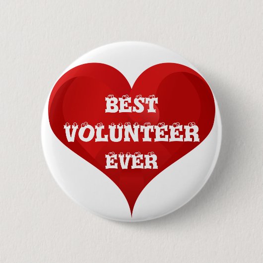 Best Volunteer Ever Red Heart Button (Voorkant)