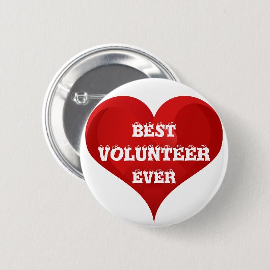 Best Volunteer Ever Red Heart Button (Voorkant /achterkant)