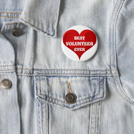 Best Volunteer Ever Red Heart Button (In situ)