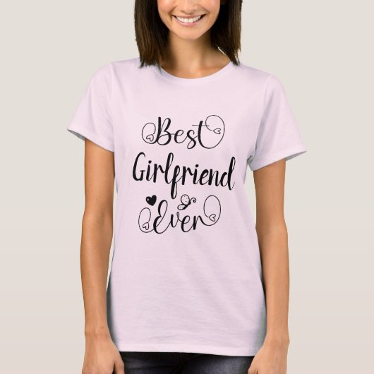 Best Vriendin Ever Typografie Minimal Script T-shirt (Voorkant)