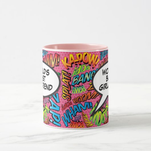 Best Vriendin Fun Retro Comic Girly Pink Mok (Midden)