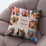BEST VRIENDS Modern script instagram Foto Collage Kussen<br><div class="desc">Aangepast gereedschap Fotokussens met uw eigen persoonlijke namen in een Insta-vriendelijk fotocollage raster. Perfect cadeau voor een keepascadeau voor afstuderen of een leuke verjaardagsverrassing voor je beste vriend voor altijd. Dit is de zwarte roze versie.</div>