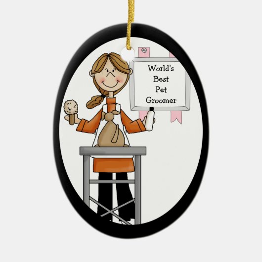 Best Vrouw Pet Groomer Ornament (Voorkant)
