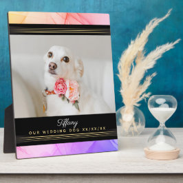 Best Wedding Dog Genoemd foto Sjabloon Roze Paars Fotoplaat