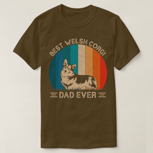 Best Welsh Corgi Dog Dad Ever Retro T-shirt (Design voorkant)