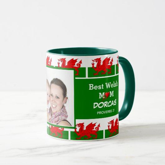 BEST WELSH MUM Custom Wales Vlag Foto Mok (Voorkant rechts)
