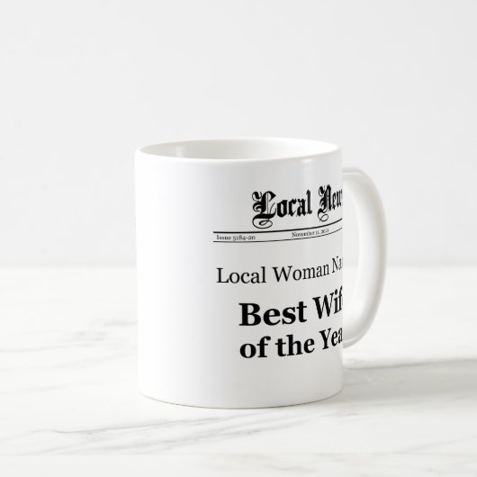 Best Wife of The Year Newspaper Front Mug Koffiemok (Voorkant rechts)