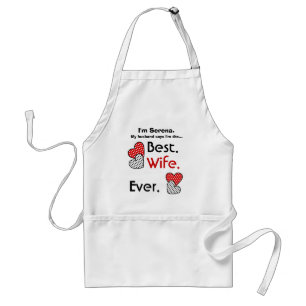 Best Wife ooit Red White Polka Dot Hearts v4B Standaard Schort