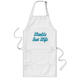 Best Wife sky blue text Lang Schort