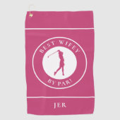 Best Wifey by Par Golfer Wife Monogram Sport Roze Golfhanddoek (Voorkant)