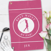 Best Wifey by Par Golfer Wife Monogram Sport Roze Golfhanddoek