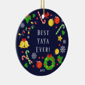 Best YaYa Ever kerstversiering Keramisch Ornament (Rechts)