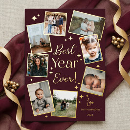 Best Year Ever! 8 Family Photo Scrapbook Collage Folie Feestdagenkaart