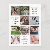 Best Year Ever Modern New Baby Photo Collage Briefkaart (Voorkant)