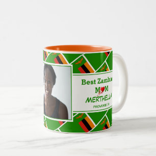 BEST ZAMBIAN MOM Specialized ZAMBIA FLAG Photo Tweekleurige Koffiemok